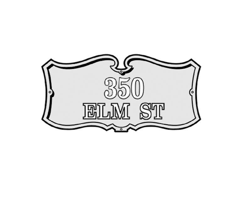 Sign, cast aluminum, 2-line, one-side, raised characters, Clarendon Condensed Typeface